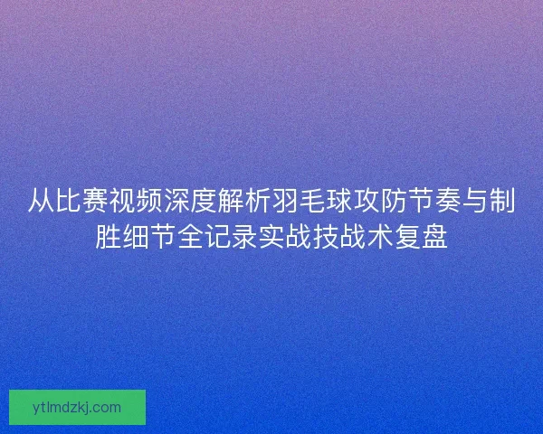 从比赛视频深度解析羽毛球攻防节奏与制胜细节全记录实战技战术复盘