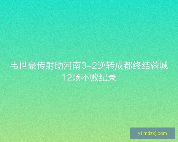 韦世豪传射助河南3-2逆转成都终结蓉城12场不败纪录 韦世豪传射助河南3-2逆转成都终结蓉城12场不败纪录